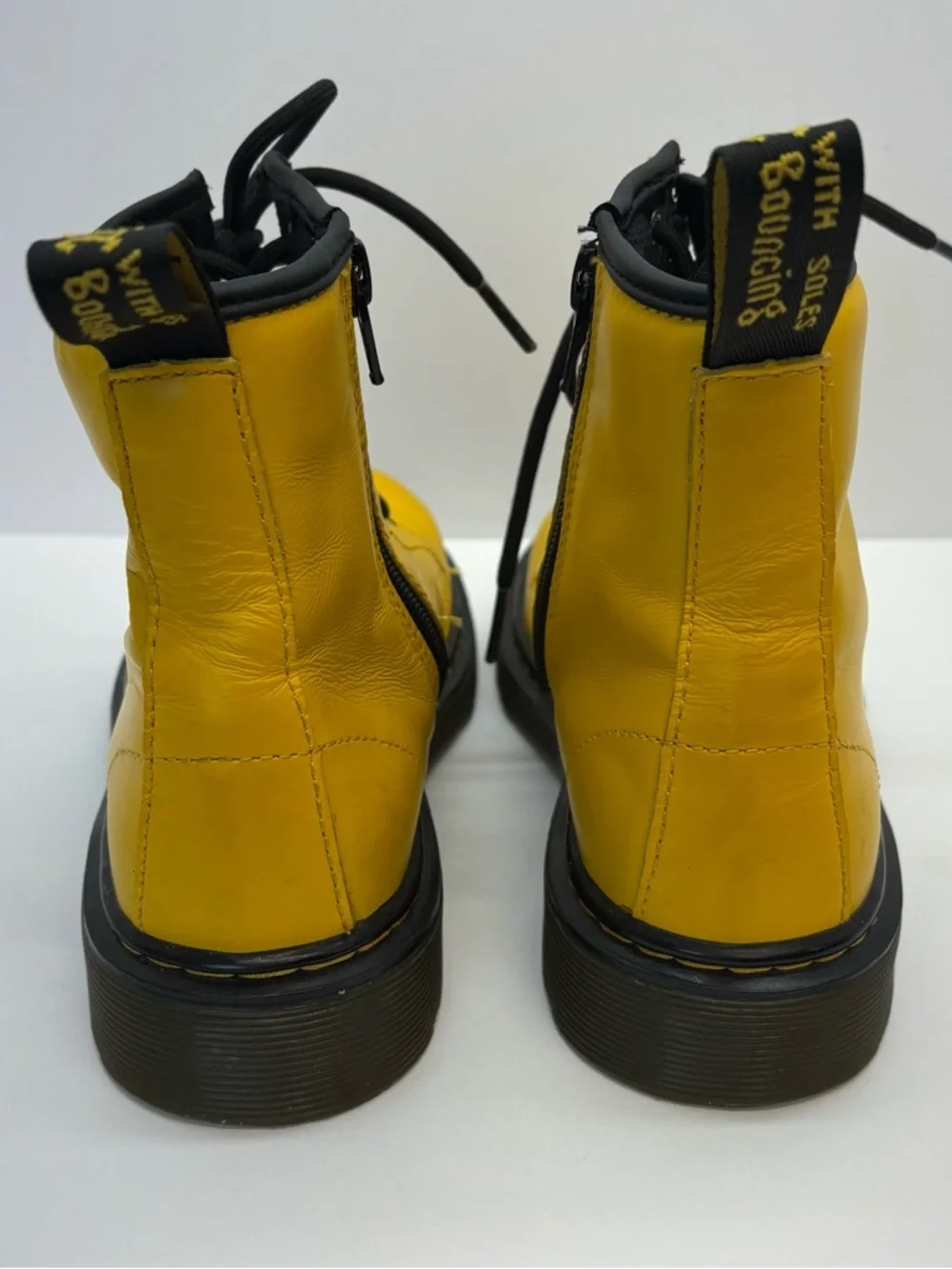 Kids Dr. Martens 1460 Side Zip Yellow Lace-Up Boots Unisex Sz 3